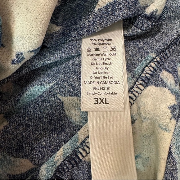 LuLaRoe Navy Blue Floral Evelyn Smock Waist Long Sleeve Maxi Dress Size 3XL NWT - Picture 5 of 8